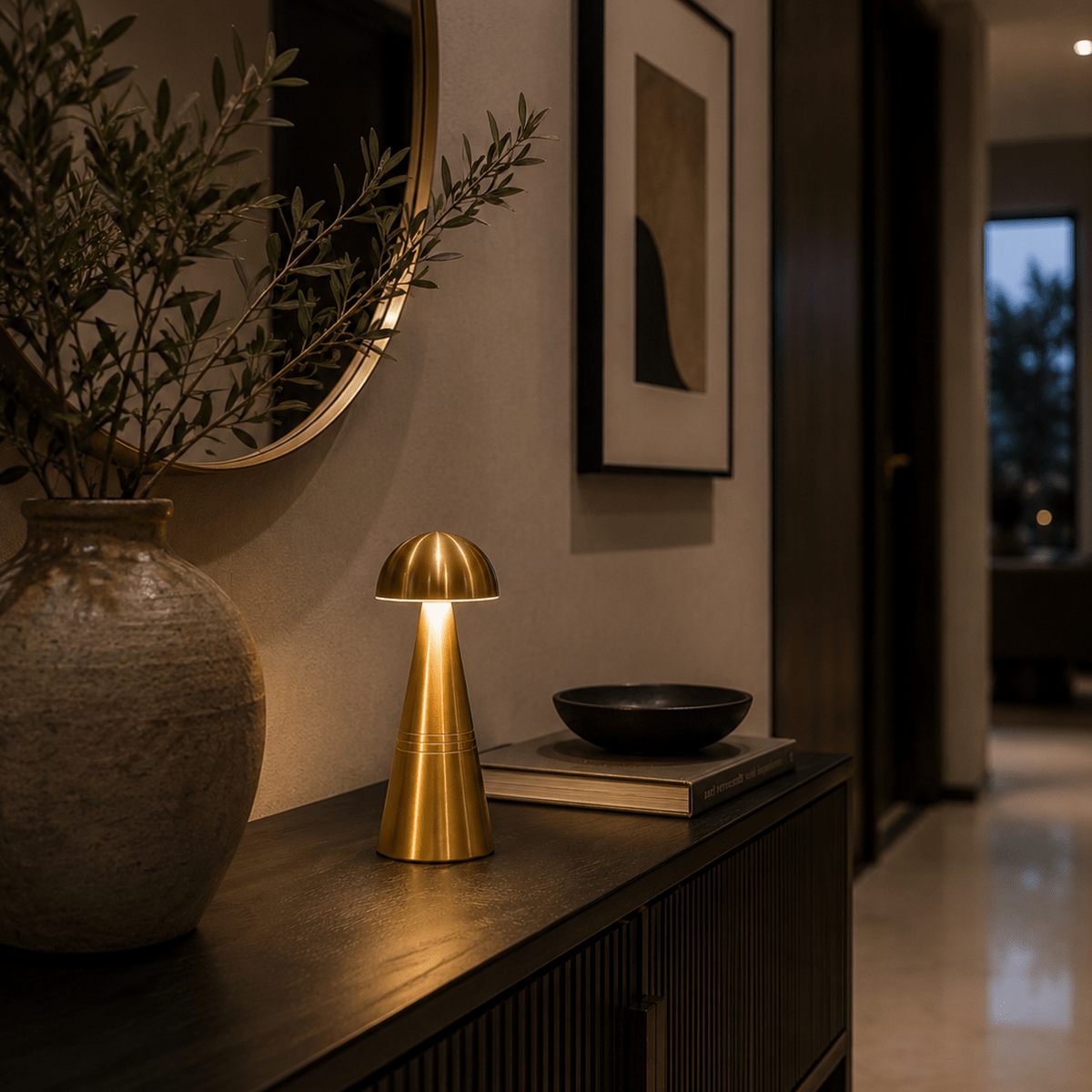 Charm Dome Cordless Rechargeable Table Lamp - Brass - Image 3