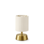 Cleo Cordless Table Lamp Brass Ivory Pleated Shade [A] - Image 4