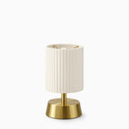 Cleo Cordless Table Lamp Brass Ivory Pleated Shade [A] - Image 2