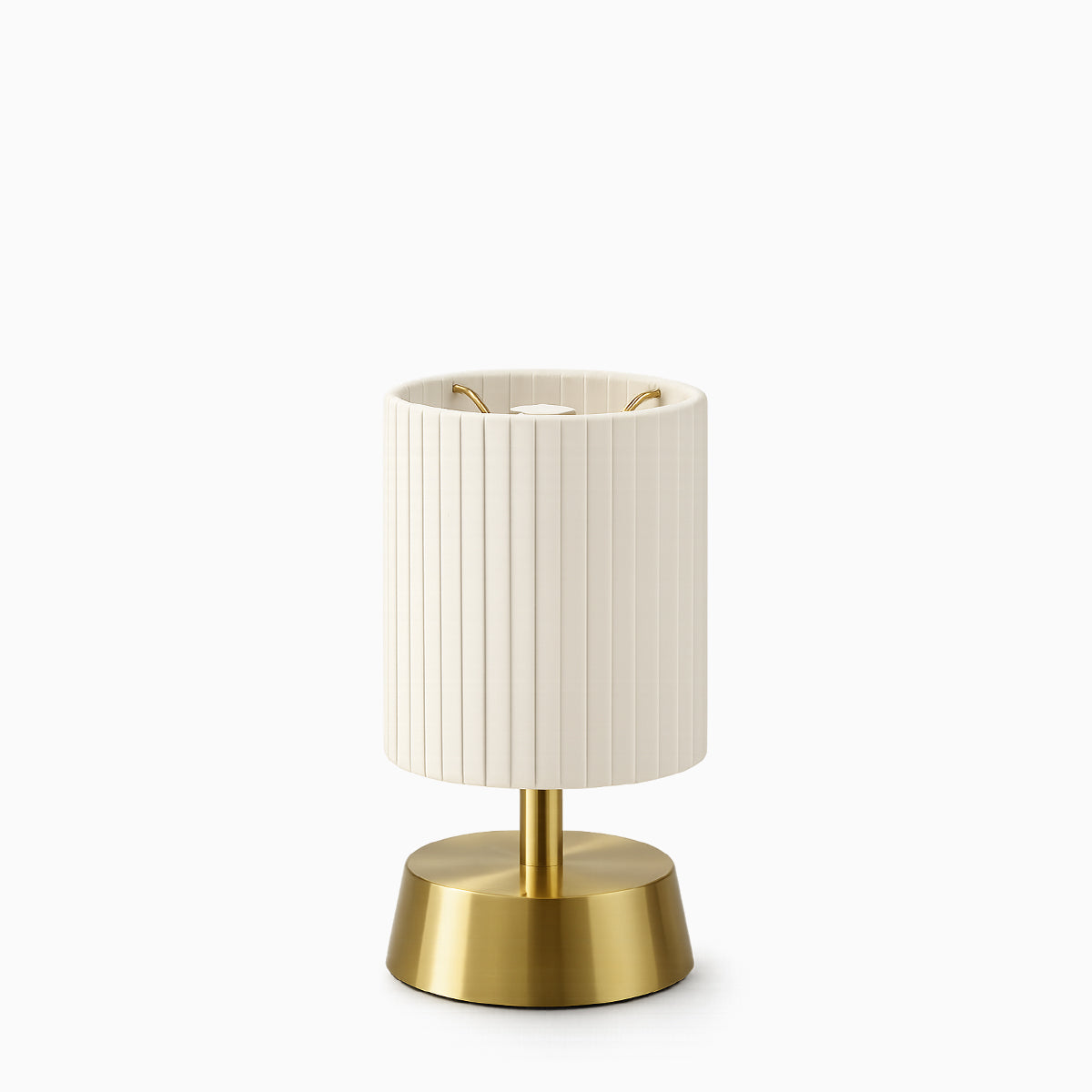 Cleo Cordless Table Lamp Brass Ivory Pleated Shade [A] - Image 2