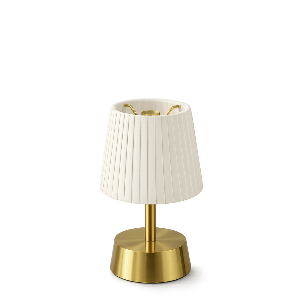 Cleo Cordless Table Lamp Brass Ivory Pleated Shade [D] - Image 7