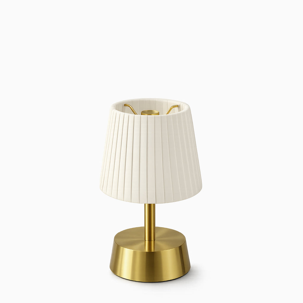 Cleo Cordless Table Lamp Brass Ivory Pleated Shade [D] - Image 2