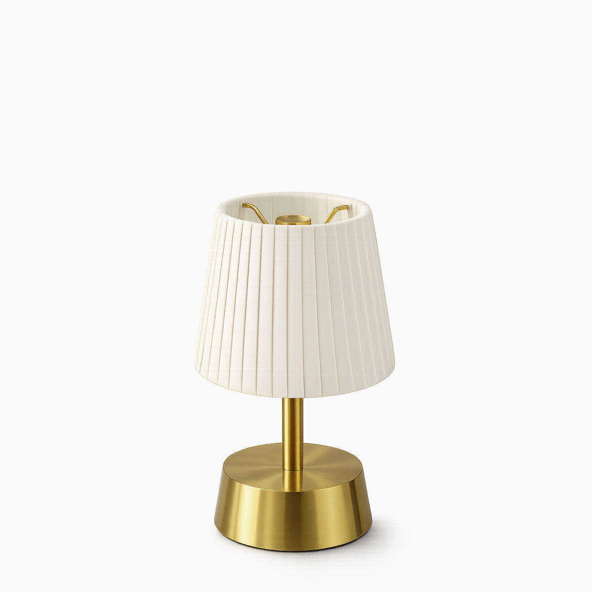 Cleo Cordless Table Lamp Brass Ivory Pleated Shade [D] - Image 2