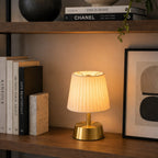Cleo Cordless Table Lamp Brass Ivory Pleated Shade [D] - Image 6