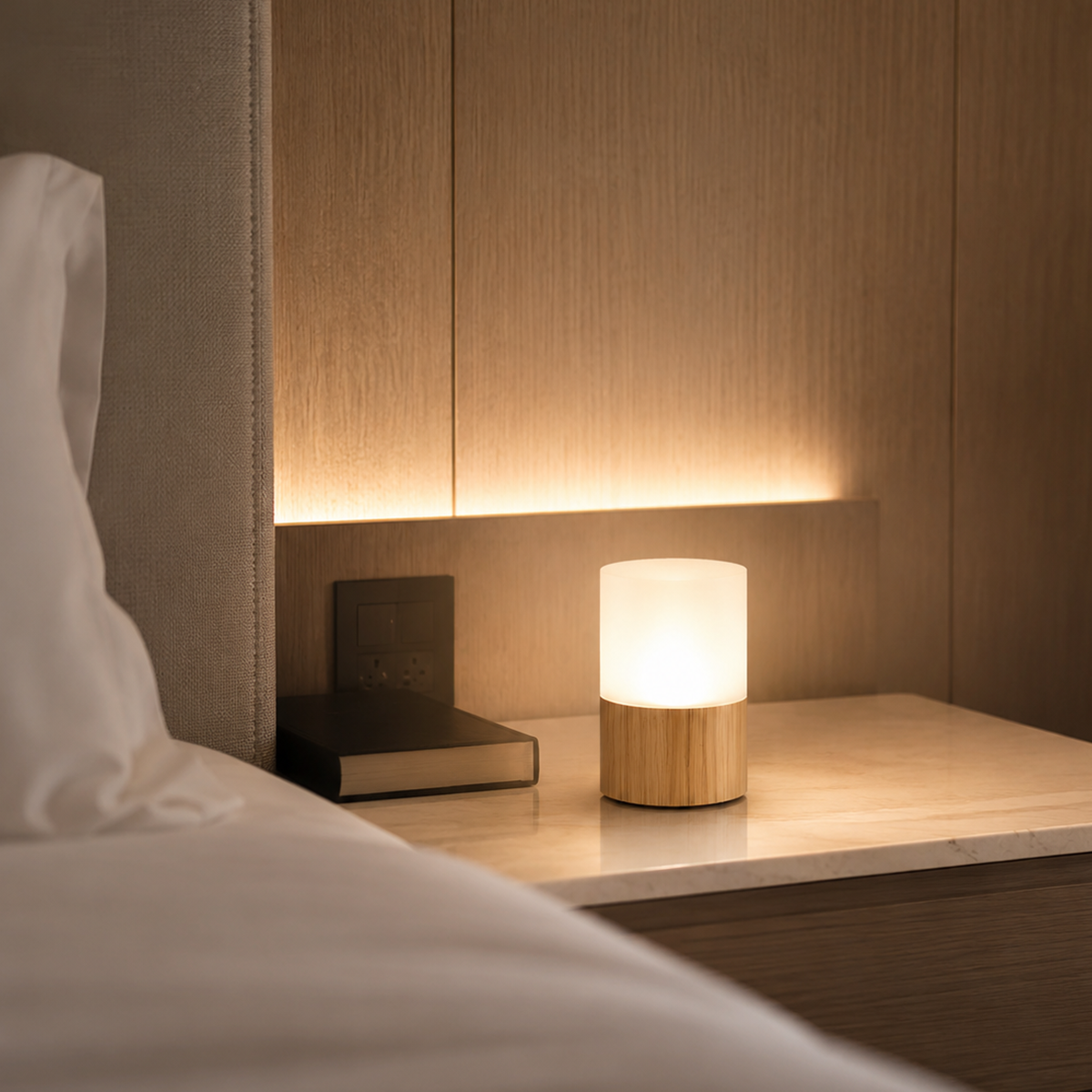 Halo Cordless Rechargeable Table Lamp - Wood - Image 1