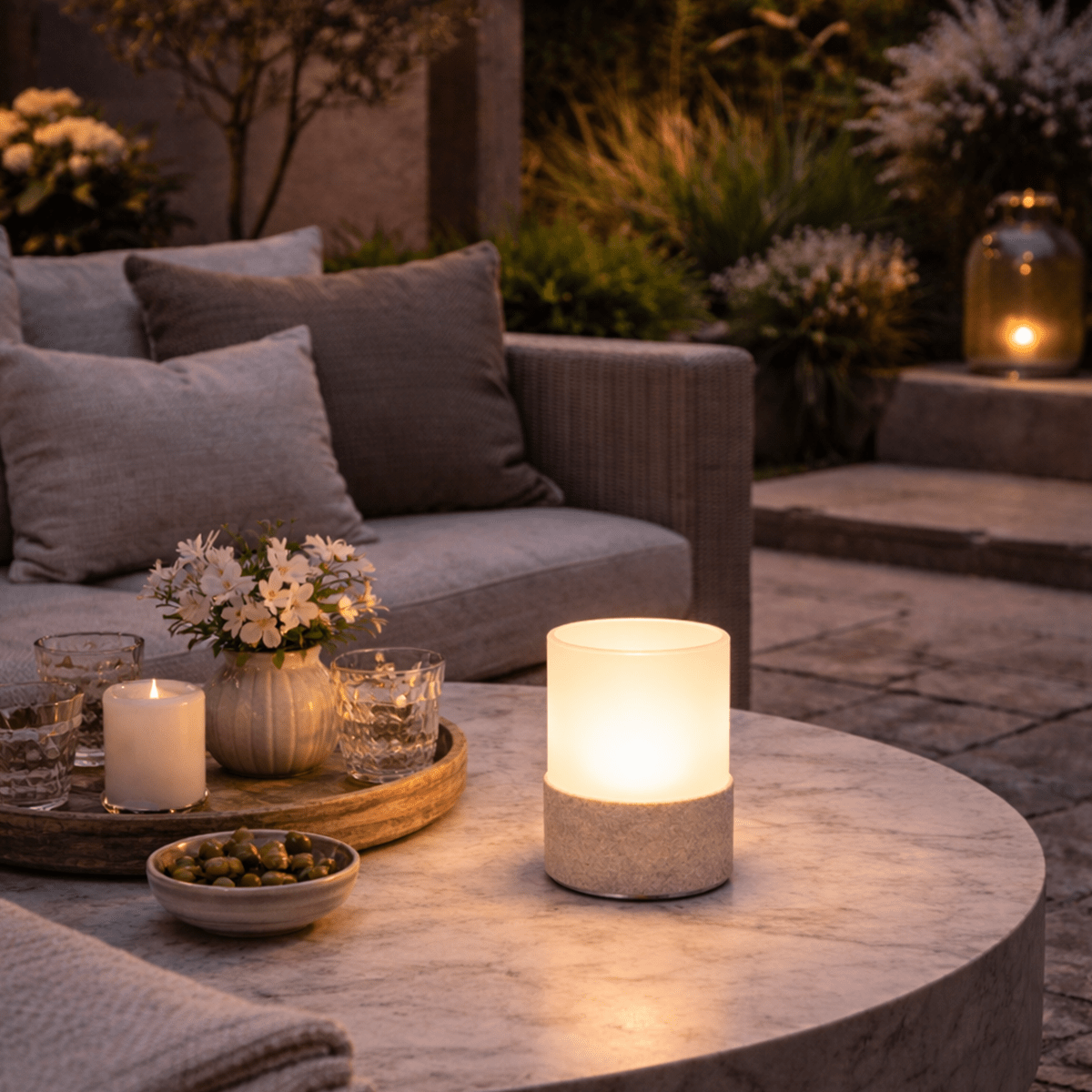 Halo Cordless Rechargeable Table Lamp - Stone - Image 1