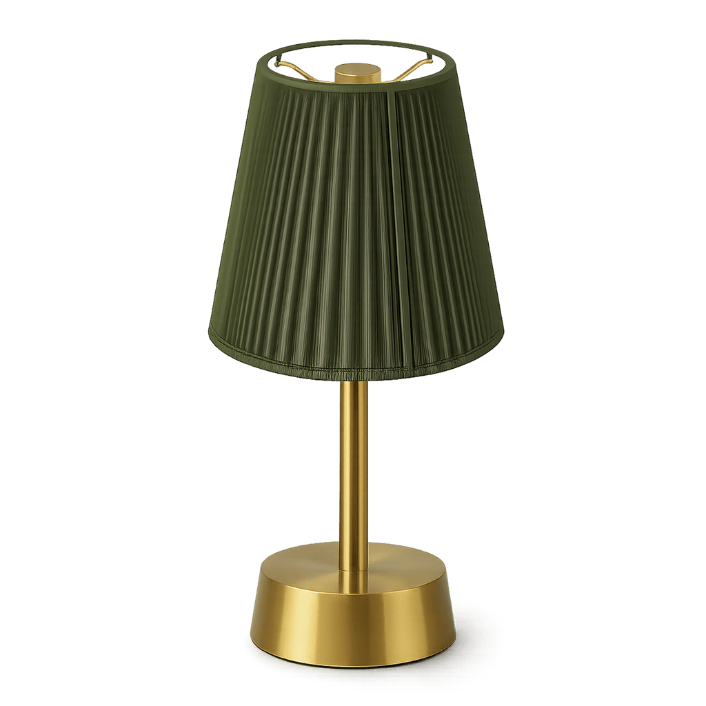 Liberty Cordless Table Lamp Brass Moss Green Cotton Shade [C] - Image 6