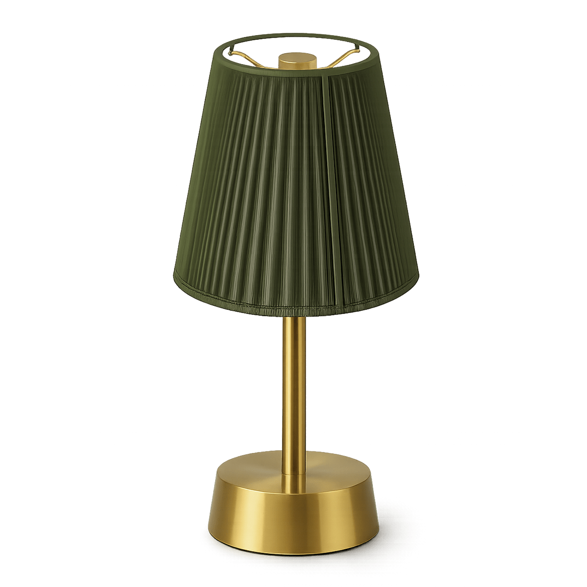 Liberty Cordless Table Lamp Brass Moss Green Cotton Shade [C] - Image 6
