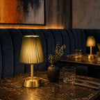 Liberty Cordless Table Lamp Brass Moss Green Cotton Shade [C] - Image 1