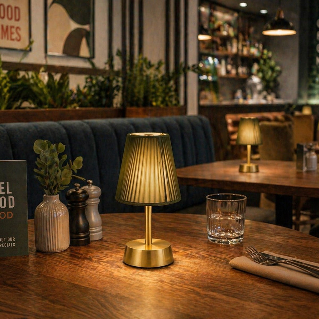 Liberty Cordless Table Lamp Brass Moss Green Cotton Shade [C] - Image 3