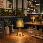 Liberty Cordless Table Lamp Brass Moss Green Cotton Shade [C] - Image 3