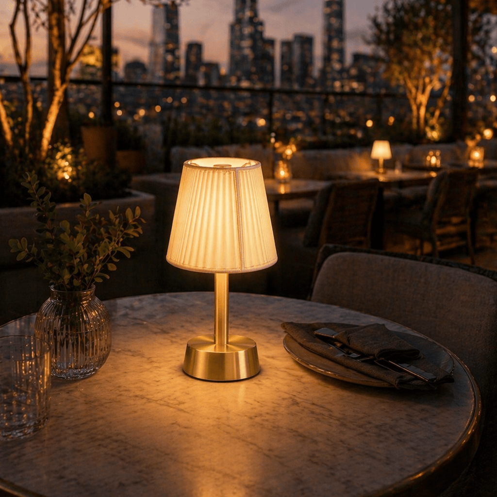Liberty Cordless Table Lamp Brass Ivory Cotton Shade [C] - Image 3