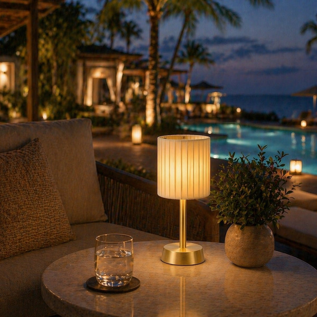 Liberty Cordless Table Lamp Brass Ivory Pleated Shade [A] - Image 6