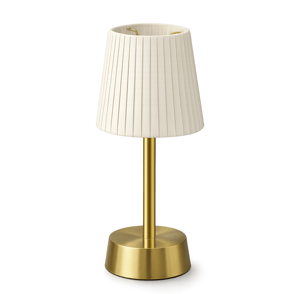 Liberty Cordless Table Lamp Brass Ivory Pleated Shade [D] - Image 6