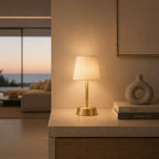 Liberty Cordless Table Lamp Brass Ivory Pleated Shade [D] - Image 3