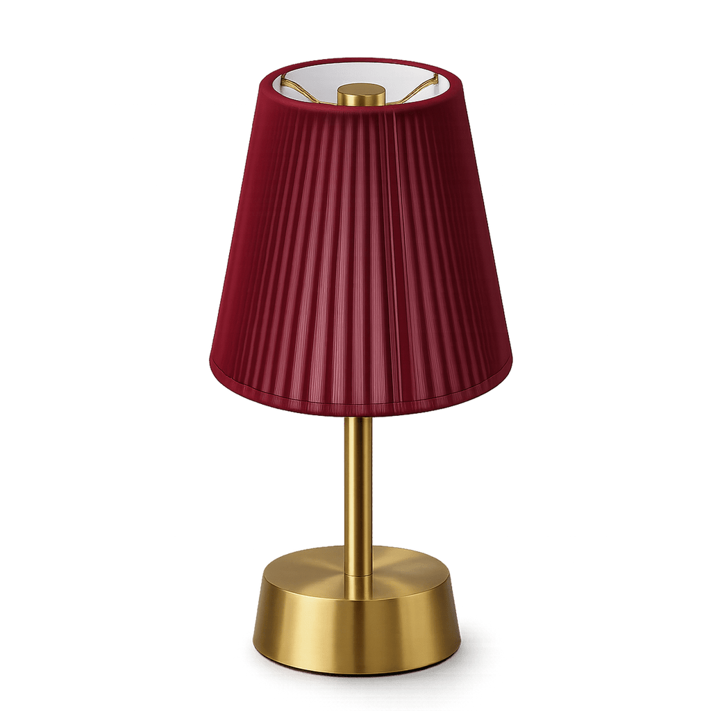Liberty Cordless Table Lamp Brass Red Cotton Shade [C] - Image 7