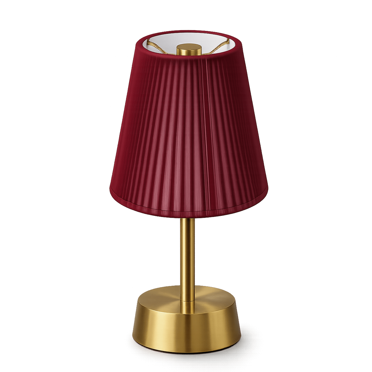 Liberty Cordless Table Lamp Brass Red Cotton Shade [C] - Image 7