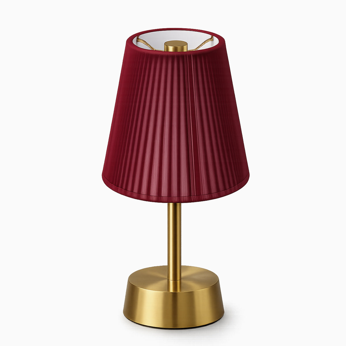 Liberty Cordless Table Lamp Brass Red Cotton Shade [C] - Image 2
