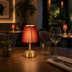 Liberty Cordless Table Lamp Brass Red Cotton Shade [C] - Image 4