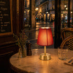 Liberty Cordless Table Lamp Brass Red Cotton Shade [C] - Image 6