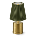 Luxe Cordless Table Lamp Brass Moss Green Cotton Shade [C] - Image 1