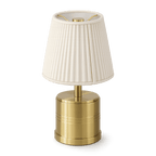 Luxe Cordless Table Lamp Brass Ivory Cotton Shade [C] - Image 6