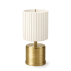 Luxe Cordless Table Lamp Brass Ivory Pleated Shade [A] - Image 7