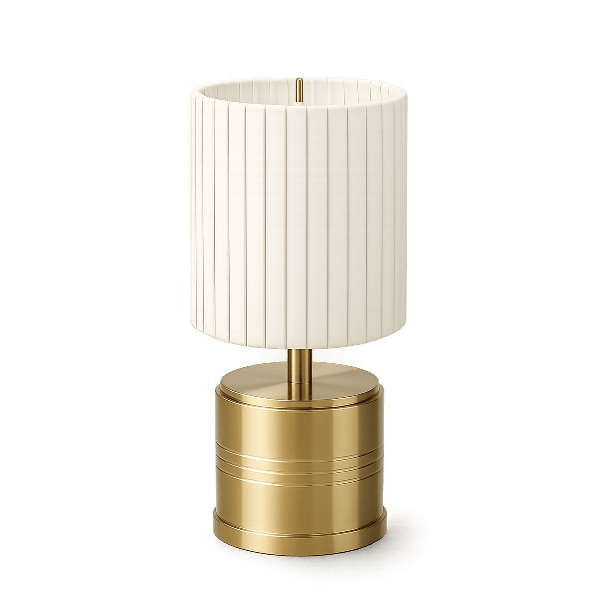 Luxe Cordless Table Lamp Brass Ivory Pleated Shade [A] - Image 7