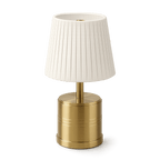 Luxe Cordless Table Lamp Brass Ivory Pleated Shade [D] - Image 5