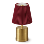 Luxe Cordless Table Lamp Brass Red Cotton Shade [C] - Image 5