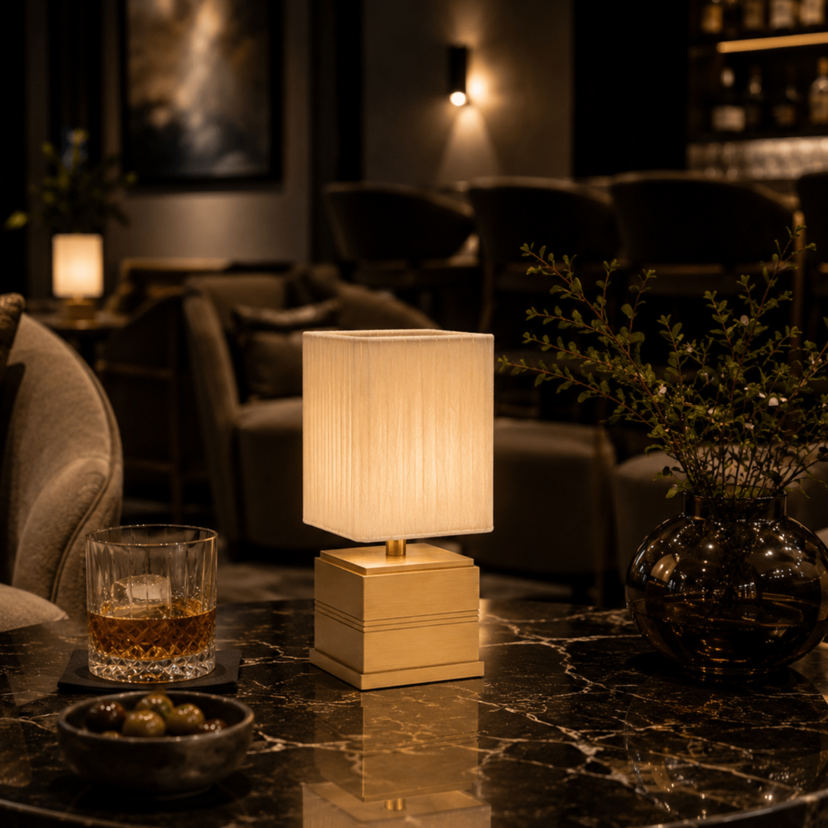 Regency Cordless Table Lamp Brass Ivory Pleated Shade [B] - Image 5