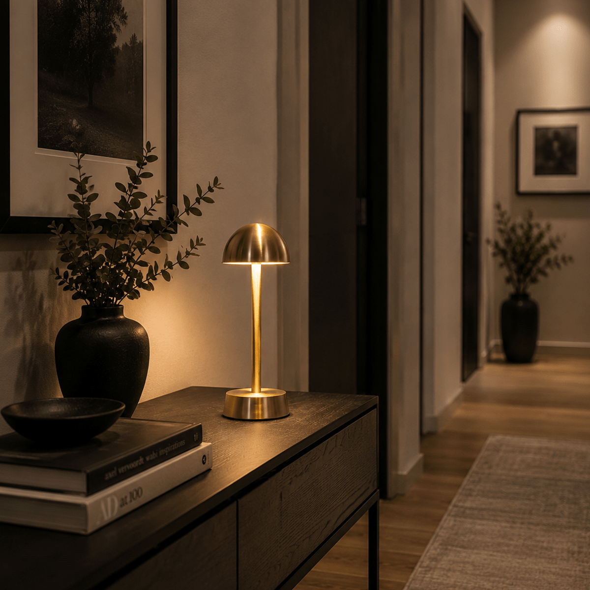 Sofia Dome Cordless Rechargeable Table Lamp - Brass - Image 3