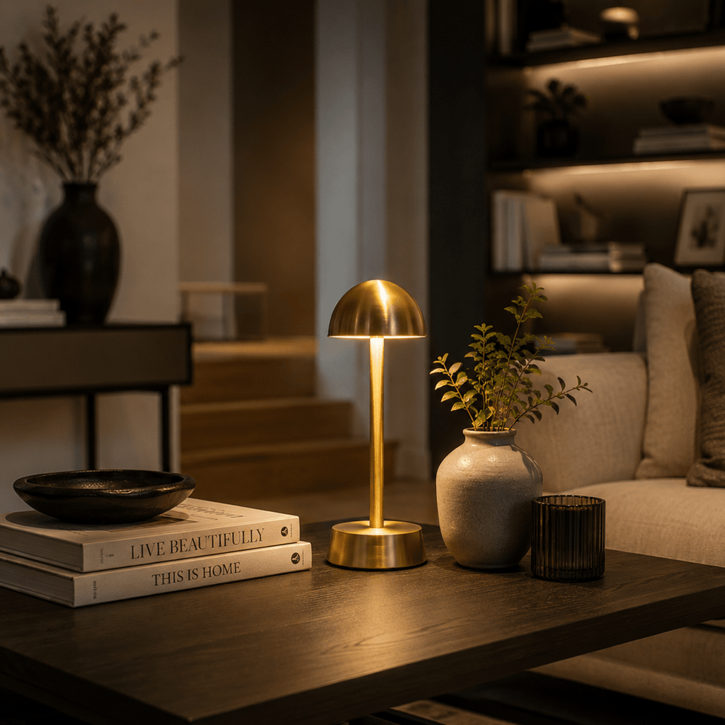 Sofia Dome Cordless Rechargeable Table Lamp - Brass - Image 5