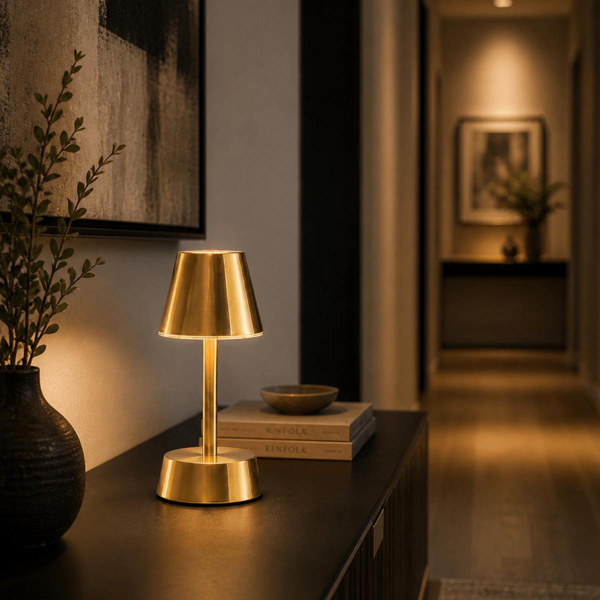 Sofia Empire Mini Cordless Rechargeable Table Lamp - Brass - Image 4