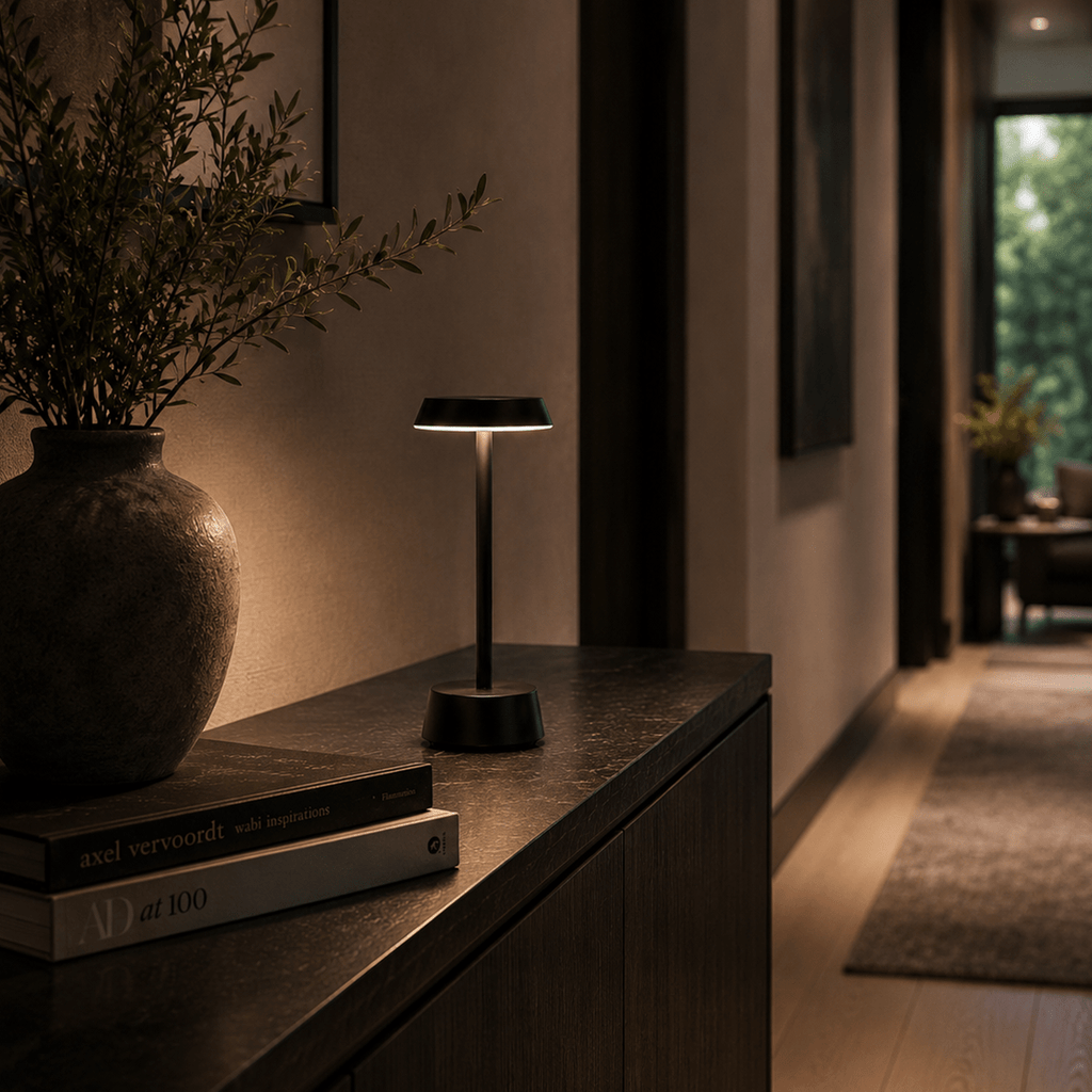 Sofia Flat Cordless Rechargeable Table Lamp - Black - Image 3