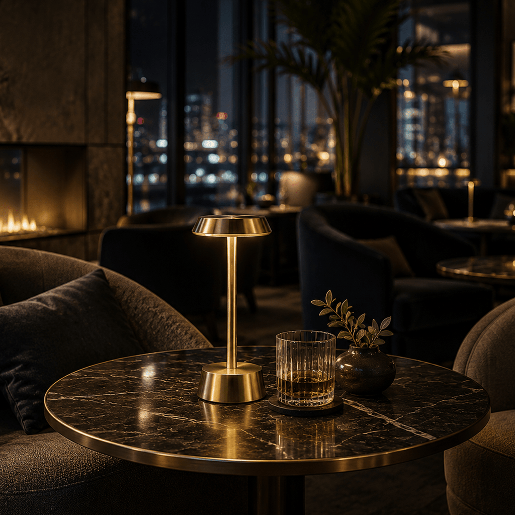 Sofia Flat Cordless Rechargeable Table Lamp - Brass - Image 4