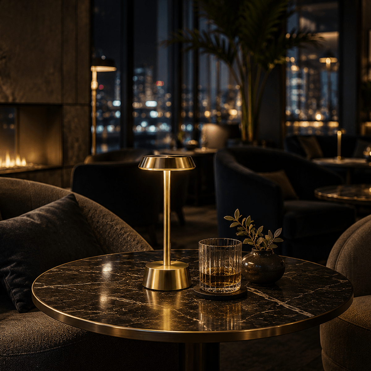 Sofia Flat Cordless Rechargeable Table Lamp - Brass - Image 4